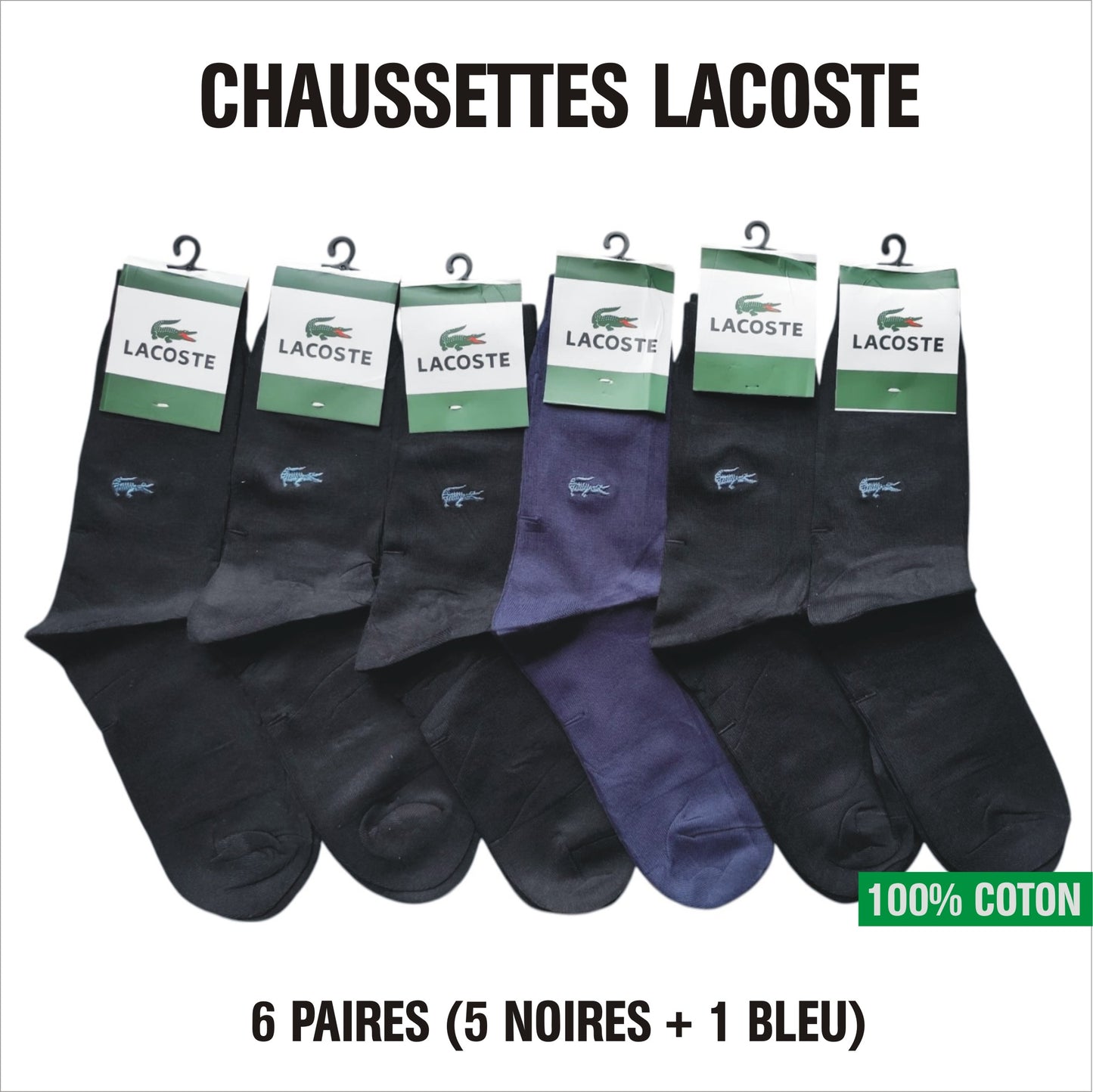 Chaussettes Lacoste – Lot de 6 Paires (Taille haute)