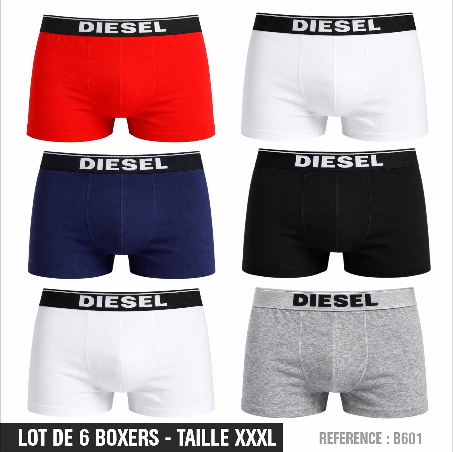 Lot de 6 Boxers Homme – Taille XXXL – Réf. B601