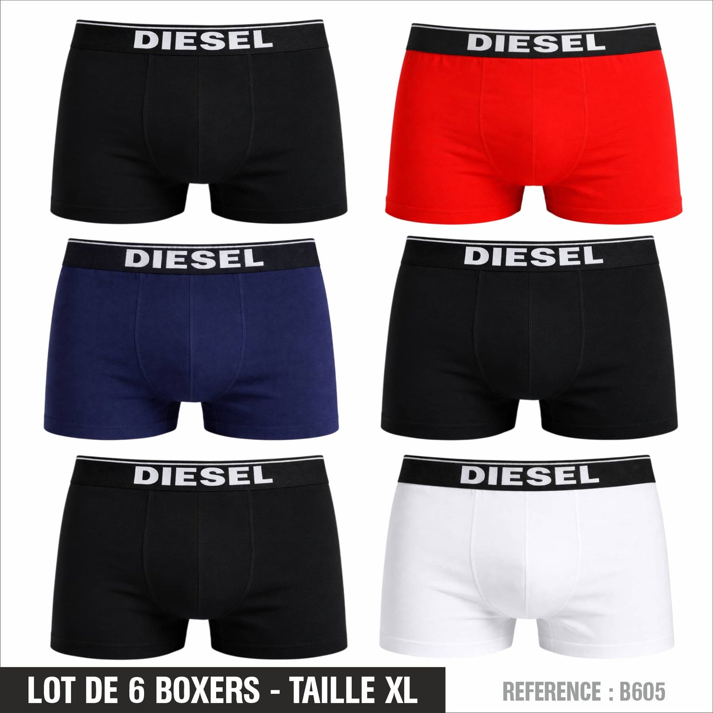 Lot de 6 Boxers Homme – Taille XL – Réf. B605