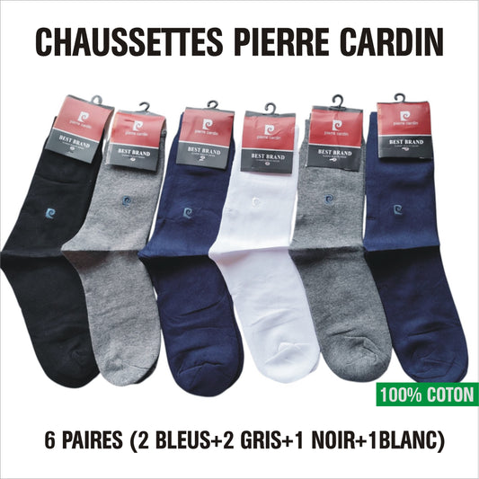 Chaussettes Pierre Cardin – Lot de 6 Paires (Taille haute)