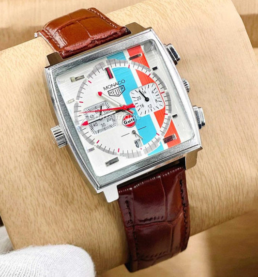 Montre Style Monaco Heuer Gulf (Ref MM094) Esprit Racing et Élégance Vintage