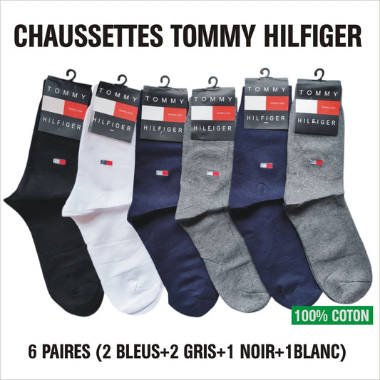 Chaussettes Tommy Hilfiger – Lot de 6 Paires (Taille haute)