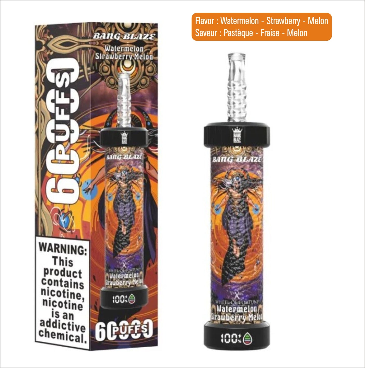 60k Puffs - Watermelon Strawberry Melon – Pastèque Fraise Melon