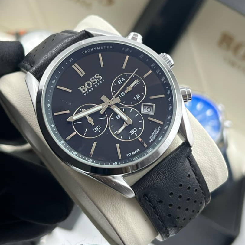 Montre Hugo Boss (Ref MM045 Bracelet Cuir Noir)