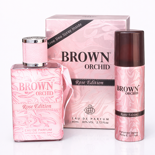Brown Orchid Rose Edition (Eau De Parfum – 80ml + Perfumed Spray)80ml + Deo Spray)