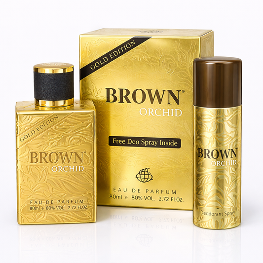 Brown Orchid Gold Edition (Eau De Parfum – 80ml + Deo Spray)